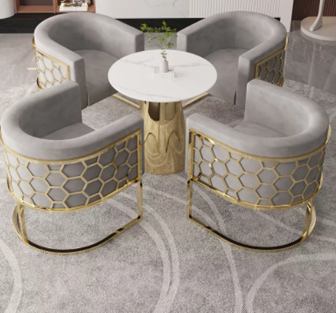 Chaise Moderne en Velours et Acier Inoxydable