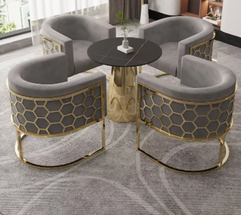 Chaise Moderne en Velours et Acier Inoxydable