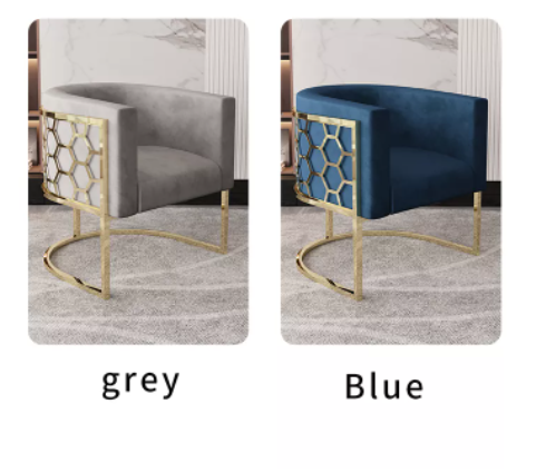 Chaise Moderne en Velours et Acier Inoxydable