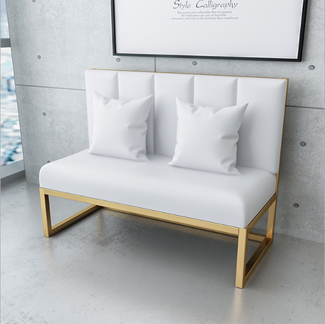 Banquette Contemporaine Blanche avec Structure Dorée