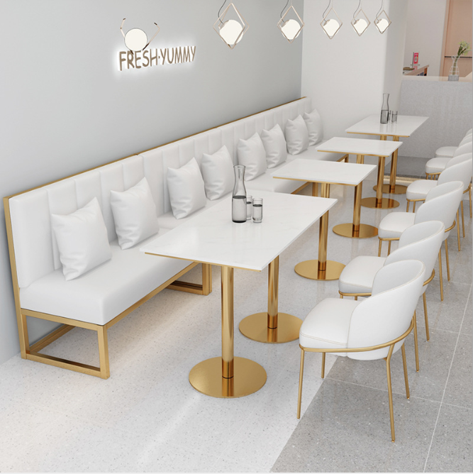 Banquette Contemporaine Blanche avec Structure Dorée